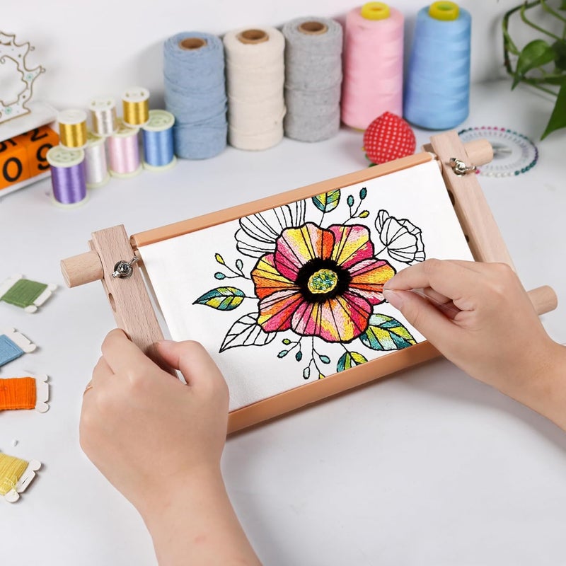 GuoFa Embroidery Tapestry Scroll Frame, Mini Cross Stitch Frame, Scroll Embroidery&Quilting Holder for Cross Stitch, Needlepoint, and Sewing Projects (12.6inch*9inch) - Image 4